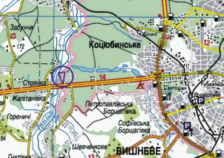 Бэклайт B в Киеве В'їзд до Києва, з боку Житомира, за н.п.Стоянка, від котедж.городка Міла Петрушки схема
