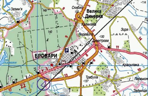 Бэклайт B в Киеве В'їзд до Києва, з боку Чернігова, виїзд на Бровари, за мостом, від котедж.городка Княжичі схема