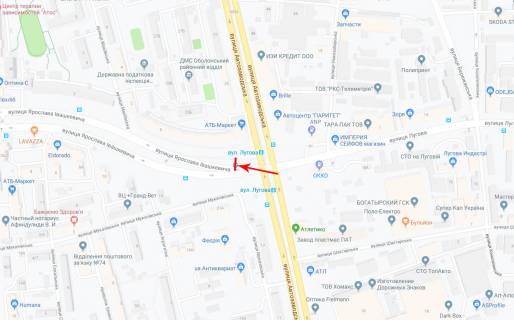 Билборд A в Киеве Івашкевича Ярослава вул. 5 схема