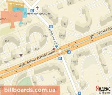 Билборд  в Киеве Ахматовой ул. 44/11 перекресток с ул. Урловская схема