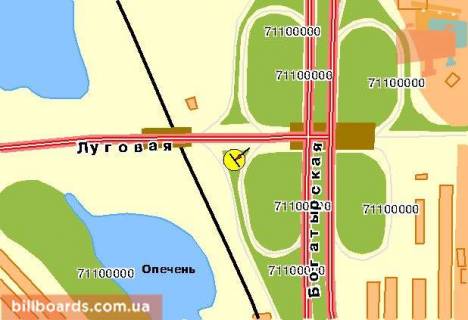 Билборд  в Киеве Луговая ул., возле ул.Богатырской, рядом ТЦ Караван, в центр схема