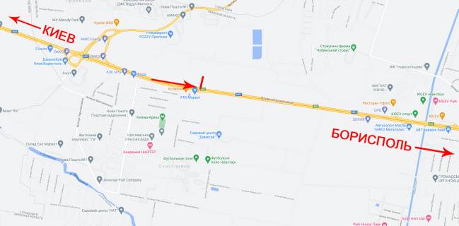 Билборд B в Счастливом, 8x4  Бориспільська траса км 26 + 800 з Києва схема
