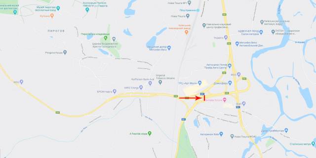 Мегаборд A в Киеве, 12x4  Заболотного академіка вул. виїзд з шосе Дніпровське (шосе Дніпропетровське), в напрямку Столичного шосе схема