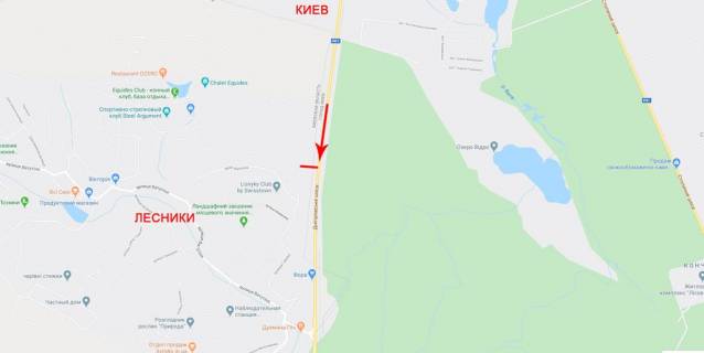 Мегаборд A в Лесниках (Киевской обл), 12x4  виїзд з Києва, до Знам'янки, перед поворотом на н.п.Леснікі, до котедж. містечка Грінвіч Хілл схема