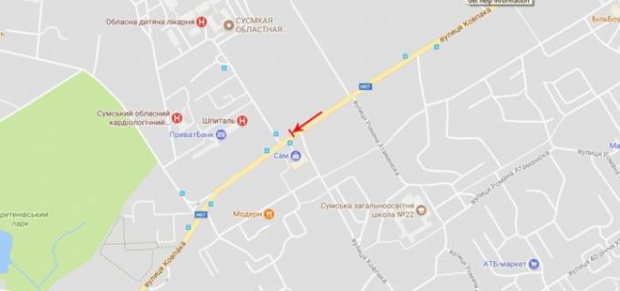 Білборд, Бігборд (Борд)  A у Сумах Сумської тероборони вул. (Ковпака)., перехрестя схема