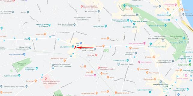 Сiтiлайт A у Києві вул. Січових Стрільців (Артема). 1-5 / Бульварно-Кудрявська вул. схема