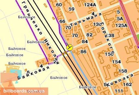 Billboard B in Kyiv, 3x6  Grincenka M. st., 7-j vid Protasovogo Aru, bila Bajkovij st., z centru scheme