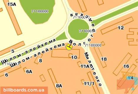 Билборд  в Киеве Братиславская ул., возле ул.Шолом-Алейхема, из центра, правый схема