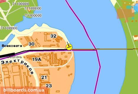 Білборд, Бігборд (Борд)   у Києві Электриков ул., 100 м перед железнодорожным мостом схема