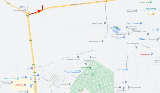 Мегаборд B в Киеве, 12x4  Велика Кільцева дорога 32, з боку Міської вул. схема