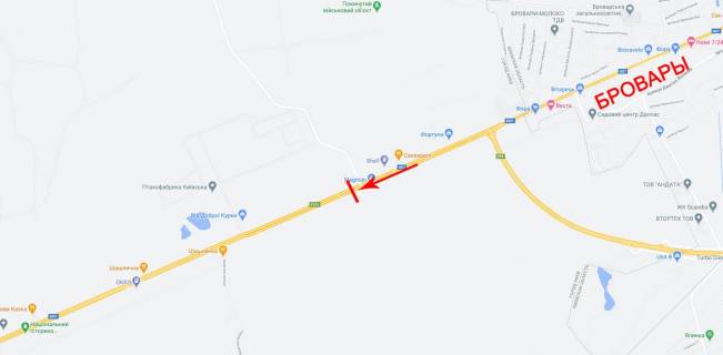 Нестандарт B в Киеве, 8x2  Міст пішохідний через Броварський пр-т, рух в напрямку м. Києва схема