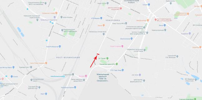 Билборд A в Киеве, 6x3  Волинська вул. 65, рух в напрямку Чоколівського бул. схема