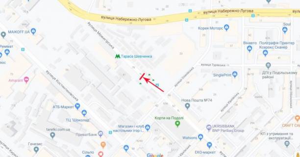 Скроллер A в Киеве, 3,14x2,32  Межигірська вул. 83, 50м від ст.м. "Тараса Шевченка" - 231669 схема