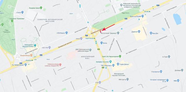 Беклайт B у Києві Броварський пр-т схема