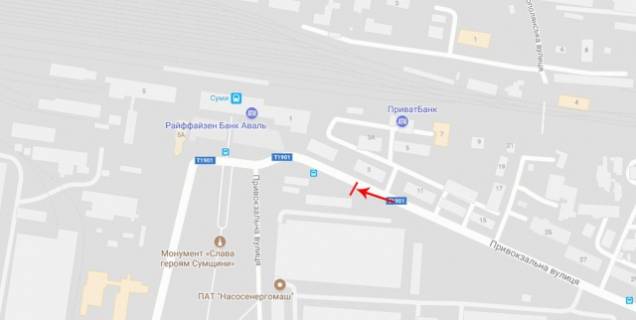 Билборд B в Сумах Привокзальна вул., біля  з\д вокзалу, №1 схема
