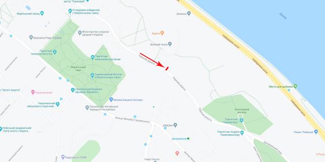 Скроллер A в Киеве Паркова дорога, поворот до Зеленого театру, в центр - 160673 схема