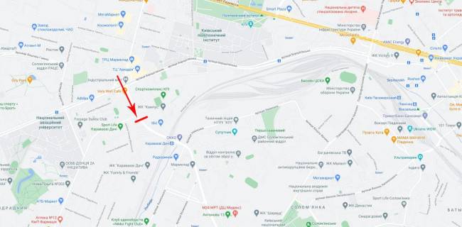 Нестандарт A в Киеве, 8x2  Міст пішохідний по Миколи Голего вул. (Лебедєва-Кумача). в напрямку ж / д ст. "Караваєві дачі" схема