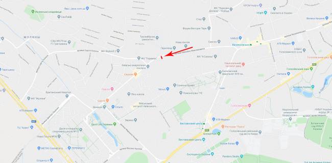 Билборд B в Киеве Михайла Максимовича вул. (Онуфрія Трутенка). 32а, з центру схема