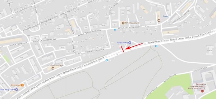 Нестандарт B в Киеве Теліги О. вул., в районі АЗС схема