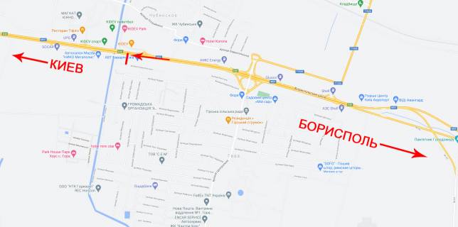Билборд B в Киеве, 8x4  Бориспільська траса км 29 + 550 до Києва схема