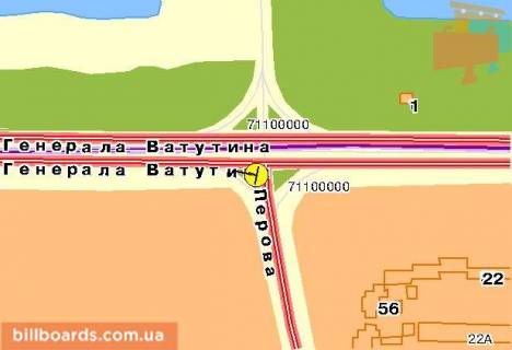 Призма  в Киеве просп. Романа Шухевича (Генерала Ватутіна), поворот на б-р Перова, из центра, левая - 41776 схема