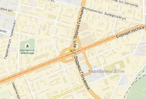 Мегаборд A в Киеве Борщаговская ул., развилка с ул.Индустриальной, к ст.м.Шулявка, в центр схема