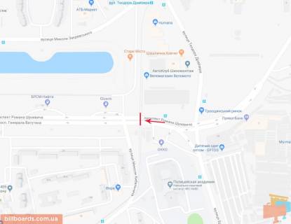 Нестандарт A у Києві Шляхопровід трамвайних через просп. Романа Шухевича (Генерала Ватутіна) на перетині Кибальчича вул. и Закревського, до центру (праворуч) схема