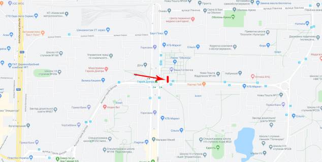 Билборд B в Киеве Героїв Дніпра вул. 43-В схема