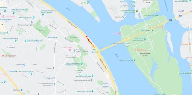 Видеоборд A в Киеве, 3,14x2,32  Набережне шосе, 750 м. від ст. м. "Дніпро", рух в напрямку ст. м. "Поштова Площа" - 381340 схема