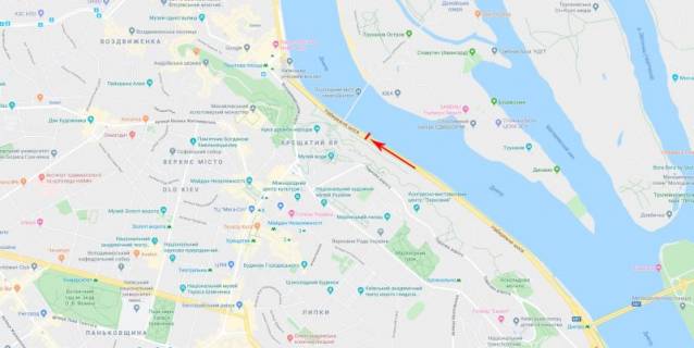 Видеоборд A у Києві, 3,14x2,32  Набережне шосе, 100 м. до Пішохідного Моста, рух в напрямку Поштова пл. - 391445 схема