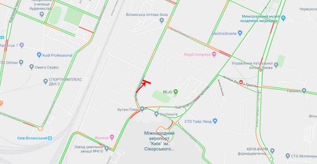 Билборд A в Киеве, 6x3  Волинська вул. 65 (№2), рух в напрямку Чоколівського бул. схема