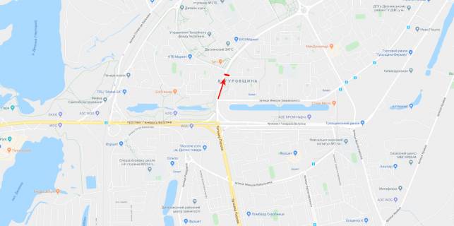 Billboard A in Kyiv, 6x3  Maakovs'kogo st. 2, vid Kercens'koi pl., svitlofor, z centru scheme