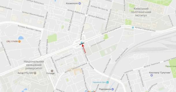 Билборд A в Киеве Гетьмана вул. / Борщагівська вул., до просп. Берестейський (Перемоги) схема