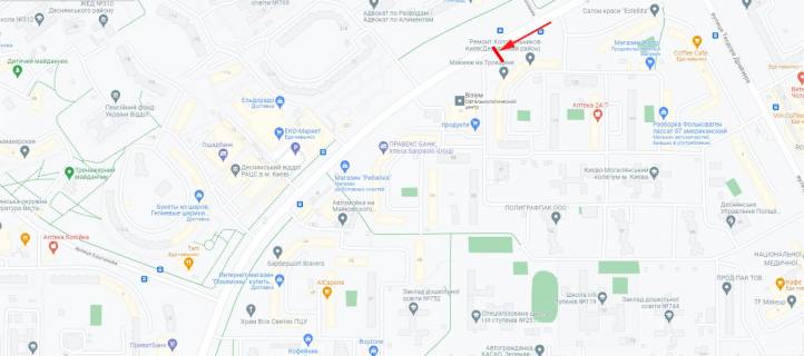 Билборд B в Киеве просп. Червоної Калини (Володимира Маяковського) 8, до Керченської пл., в центр схема