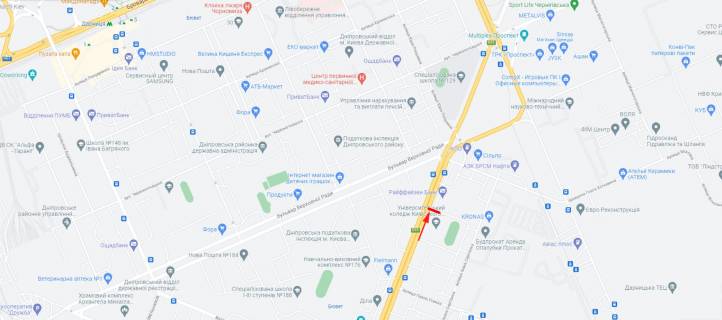Білборд, Бігборд (Борд)  A у Києві просп. Леоніда Каденюка (Гагаріна) 16 схема