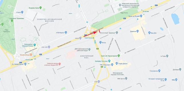 Бэклайт A в Киеве Броварський пр-т схема