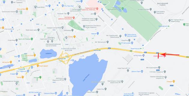 Беклайт B у Києві Бориспільське шосе схема