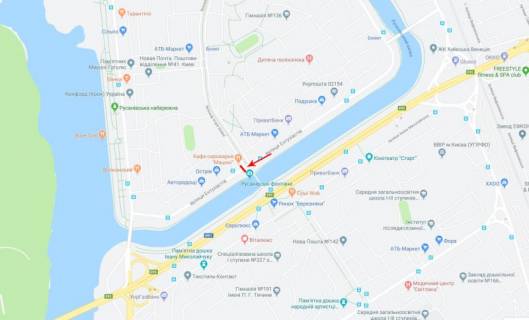 Билборд B в Киеве, 2,15x4,05  Ігоря Шамо бульвар (Олексія Давидова бульвар). 1, світлофор, поруч супермаркет "Фора", рух в напрямку  Русанівської наб. схема