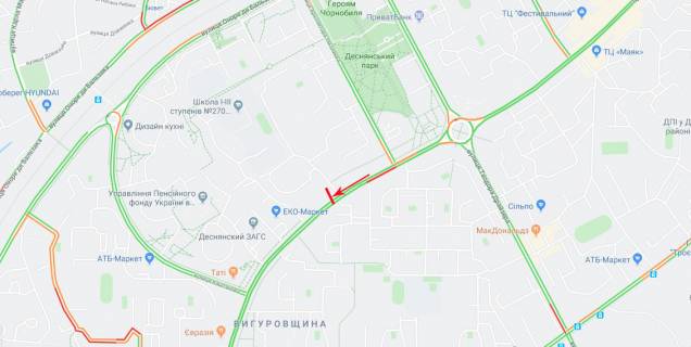 Билборд A в Киеве просп. Червоної Калини (Володимира Маяковського) 21 схема