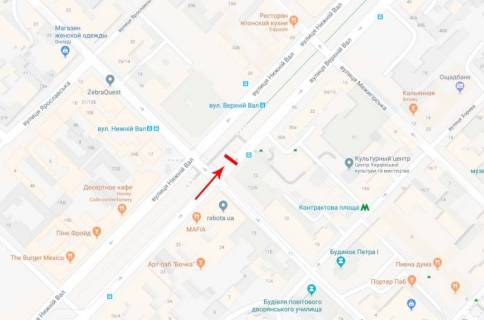 Ситискролл A в Киеве, 1,2x1,8  Верхній Вал вул. 12/28, на світлофорі, рух в напрямку ст.м. "Контрактова Площа" схема