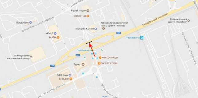 Нестандарт A в Киеве Митрополита Андрея Шептицького вул. (Луначарського)., біля Броварського пр-т, ст.м. "Лівобережна", від метро схема