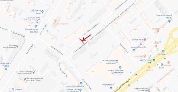 Скроллер B в Киеве Примаченко Марії бульв. 1/27, бульварна частина - 160686 схема