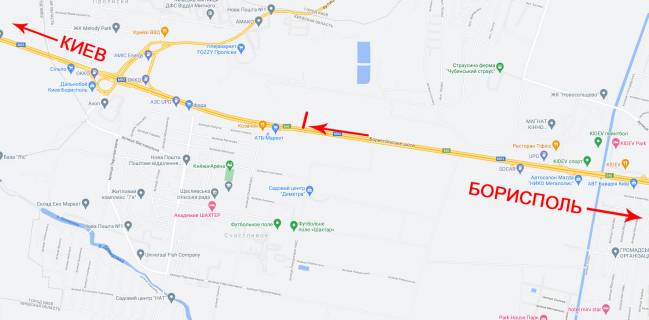 Білборд, Бігборд (Борд)  A у Києві, 8x4  Бориспільська траса км 27 в Київ схема