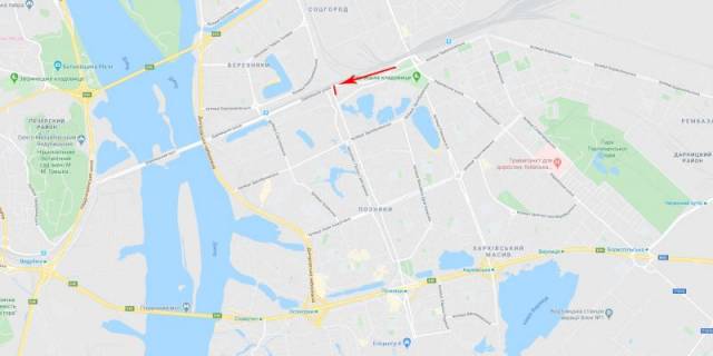 Билборд B в Киеве, 3x6  Дарницьке шосе/ Григоренка вул., світлофор, в центр схема