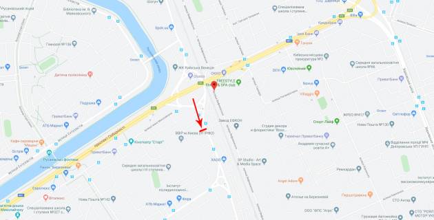 Билборд A в Киеве Березняківська вул.  6 схема