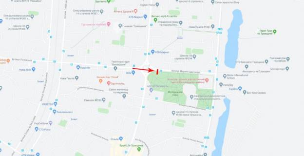 Білборд, Бігборд (Борд)  A у Києві, 3x6  Олександри Екстер вул. (Цвєтаєвої Марини). 8, рух в напрямку ліцей "Глобус" схема