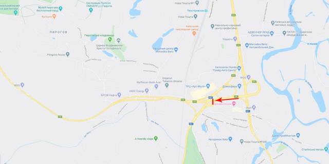 Мегаборд B в Киеве, 12x4  Заболотного академіка вул. виїзд з шосе Дніпровське (шосе Дніпропетровське), в напрямку Столичного шосе схема