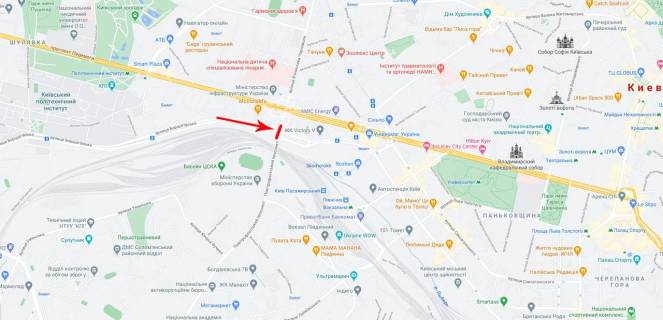 Нестандарт A в Киеве, 8x2  Міст через р. Либідь по Повітрофлотському пр-т (до універмагу Україна) схема