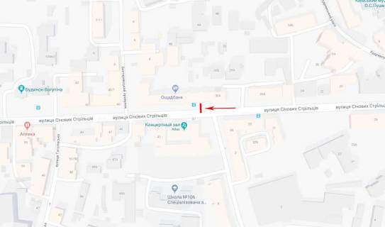 Ситискролл A в Киеве, 1.2x1.8  Січових Стрільців (Артема) вул. 32-38, біля супермаркету Сільпо, рух в напрямку Бехтеровський пр. схема