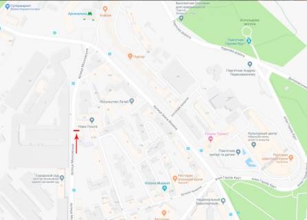 Ситискролл A в Киеве, 1,2x1,8  Князів Острозьких (Московська) вул. 5/2, рух в напрямку ст. м. "Арсенальна" схема